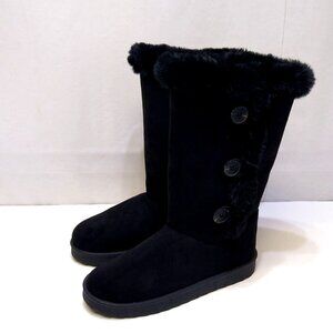 AVENUE Cloudwalkers 10W Rosalie #217404 Knee-High Boots Faux Fur Cozy Warmth Blk